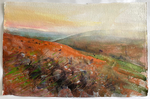 Rod Craig 'Dartmoor Sunrise' watercolour and gouache on Fabriano paper 57x76cm