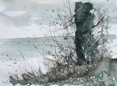 Rod Craig 'Early Morning Walk I' ink and watercolour 37x45cm