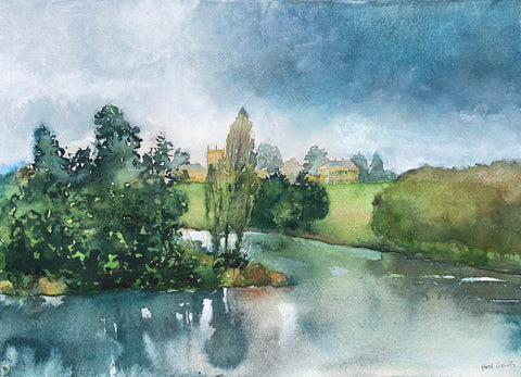 Rod Craig 'Looking back to Woodstock' watercolour on handmade rag paper 44x56cm