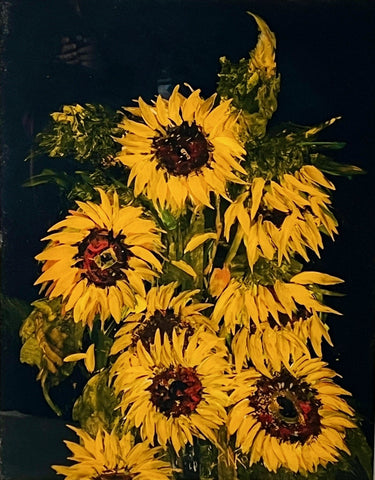 Sakko 'Sunflowers II' oil on perspex 110x90cm