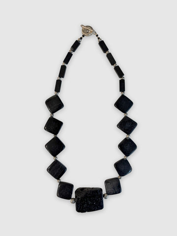 Sally MacCabe 'Black Stone and Silver Bead Necklace' semi-precious stones L50cm