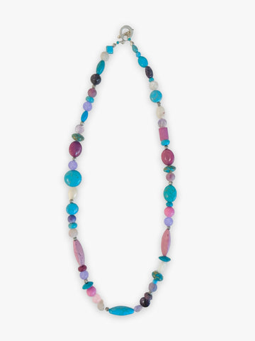 Sally MacCabe 'Turquoise and Lilac Necklace' semi-precious stones L70cm