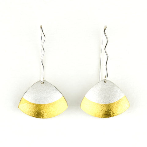 Sandra Elizabeth 'Clam Wave Drop Earrings - Silver with Gold Bar' (large)