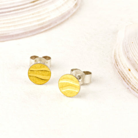 Sandra Elizabeth 'Sterliing silver round wave studs covered with 24 carat gold applied using Kaum-Boo' 6x6mm