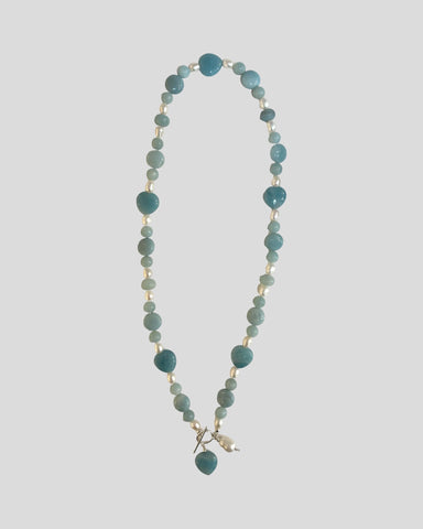 Sandra Pennell 'Amazonite and Pearl Mixed Stone Necklace' L57cm