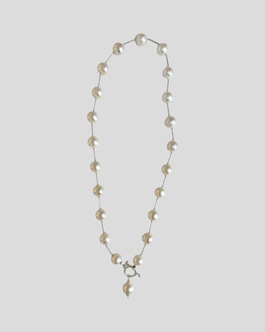 Sandra Pennell 'Large Cream Freshwater Pearl Necklace with Sterling Silver Bars' L51cm