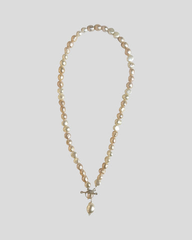 Sandra Pennell 'Peachy Pink & Cream Freshwater Pearl Necklace' L50cm