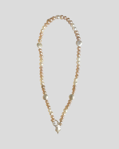 Sandra Pennell 'Peachy Pink & Cream Freshwater Pearl Necklace' L50cm