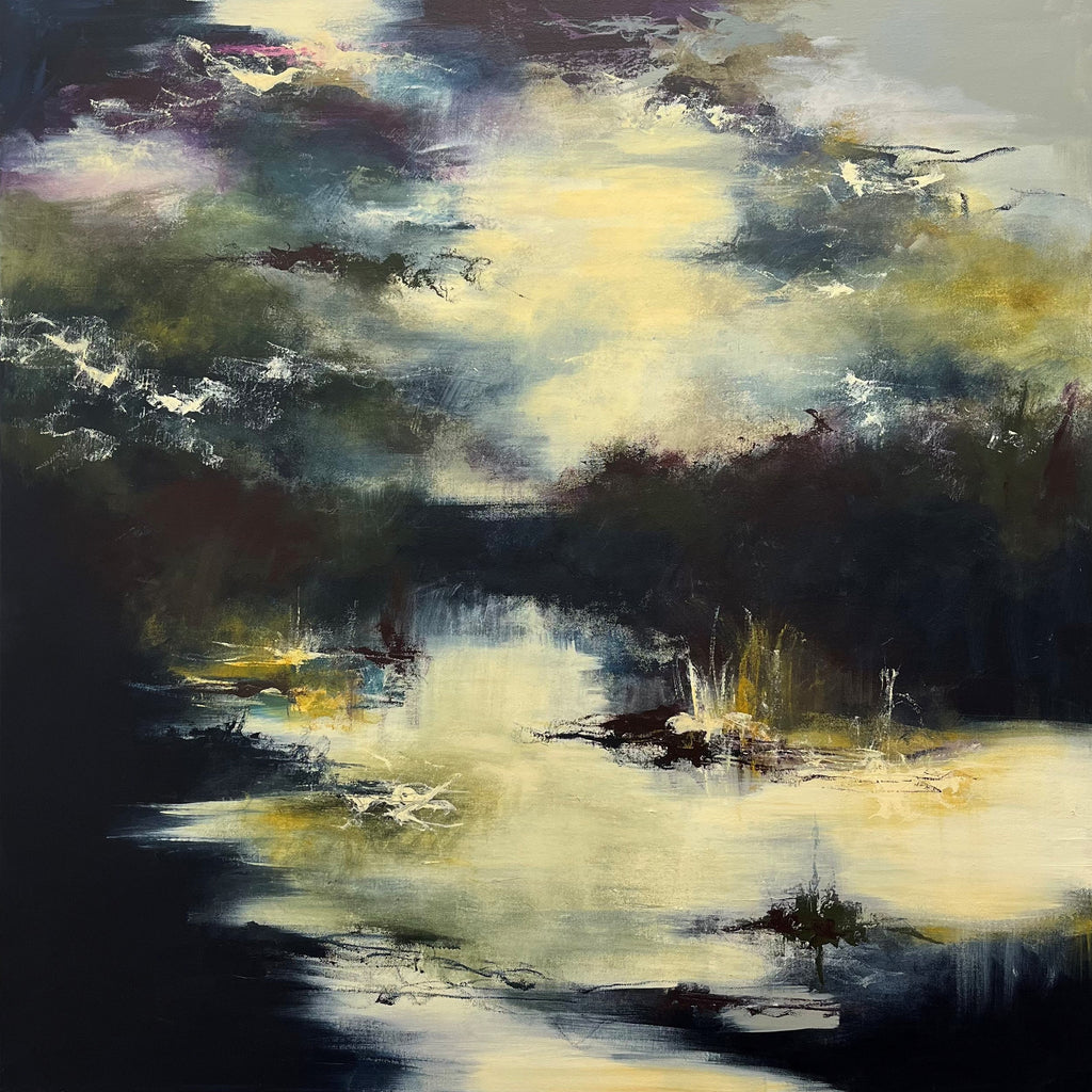 Sandy Powell 'Echoes of Stillness' acrylic on canvas 95x95cm