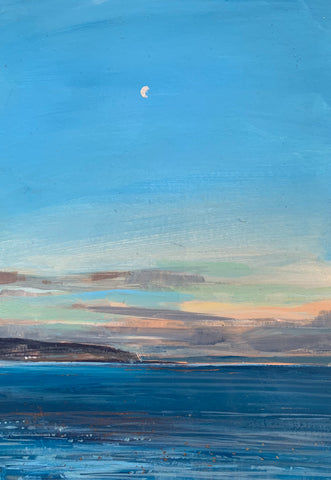 Sarah Carrington 'Moonrise' mixed media with gold leaf 21x15cm