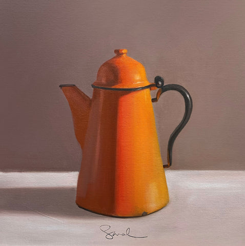 Sarah Rutherford 'Our Morning Coffee' oil on canvas 40x40cm