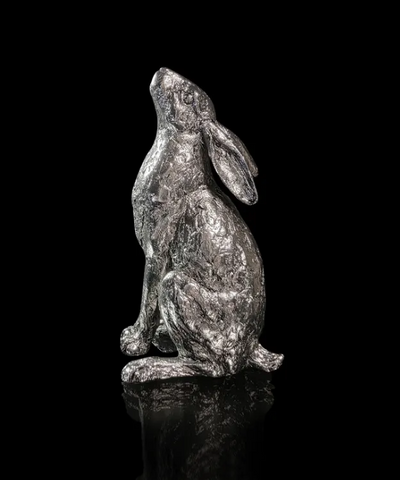 Michael Simpson 'Moongazing Hare' nickel resin H13.5xL6xD8cm