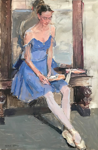 Valeriy Gridnev 'Seated ballerina' oil on canvas 60x40cm
