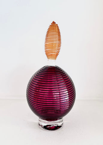 Bob Crooks 'Spirale Scent Bottle' (Cranberry) glass 20x9cm