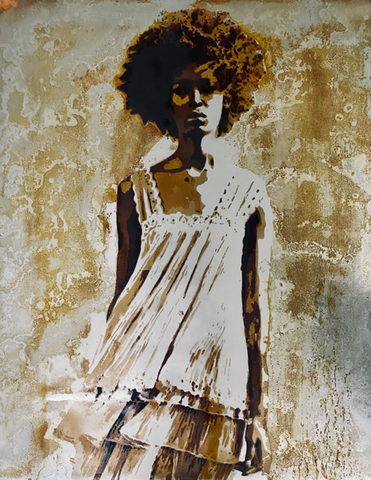 Louisa Tebbutt 'Stand' 100x80cm mixed media on oxidised steel