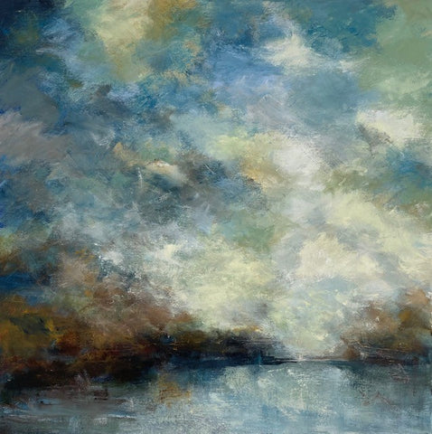 Sue Godfrey 'The Clouds Danced All Day' acrylic on deep edge canvas 76x76cm