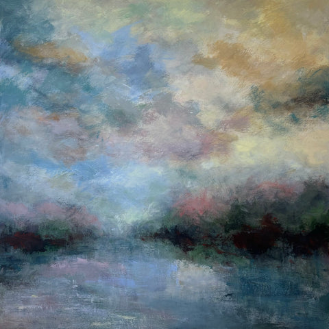 Sue Godfrey 'Tranquility' acrylic on canvas 90x90cm
