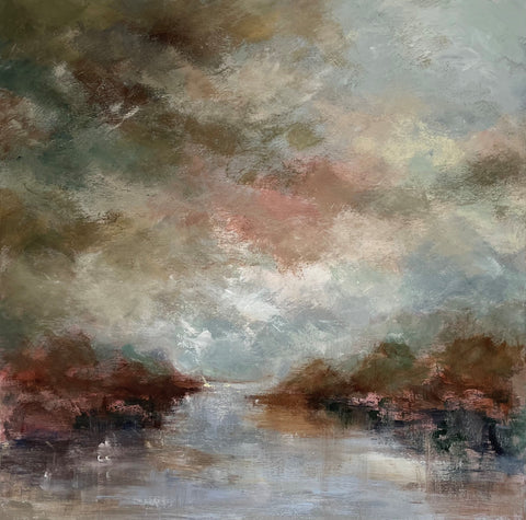 Sue Godfrey 'Wrapped in Calm Stillness' acrylic on deep edge canvas 76x76cm