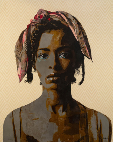 Louisa Tebbutt 'Girl in a pink scarf' limited edition giclee print A/P