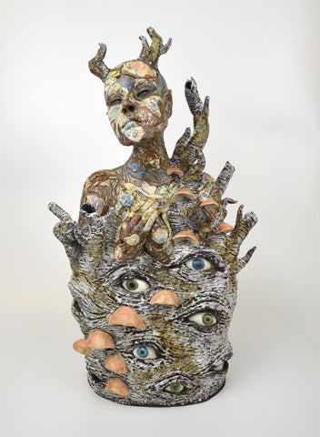 Helen Nottage 'The Watchful Tree' ceramic 52x33x20cm