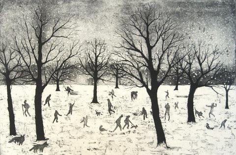 Tim Southall 'Everybody Loves Snow' etching & aquatint (unframed) 20x30cm
