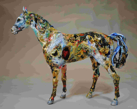 April Young 'Tune Out' jesmonite and paperclay H43xW65cm
