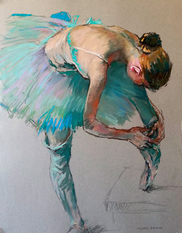 Valeriy Gridnev 'Ballerina in turquoise' pastel on paper