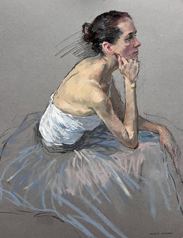 Valeriy Gridnev 'Contemplation' charcoal and pastel on paper 65x50cm