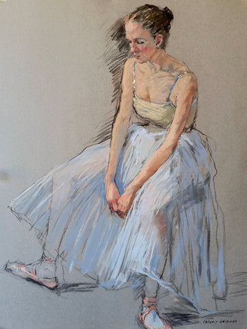Valeriy Gridnev 'Seated ballerina, after the performance' pastel on paper