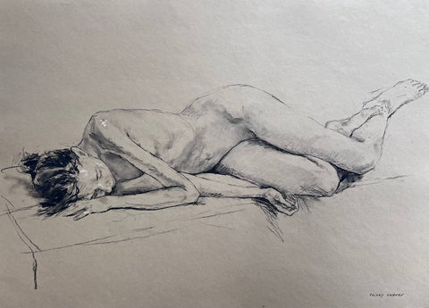 Valeriy Gridnev 'Sleeping' charcoal on paper 70x100cm