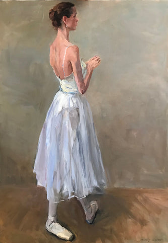 Valeriy Gridnev 'Standing Ballerina' oil on canvas 100x70cm