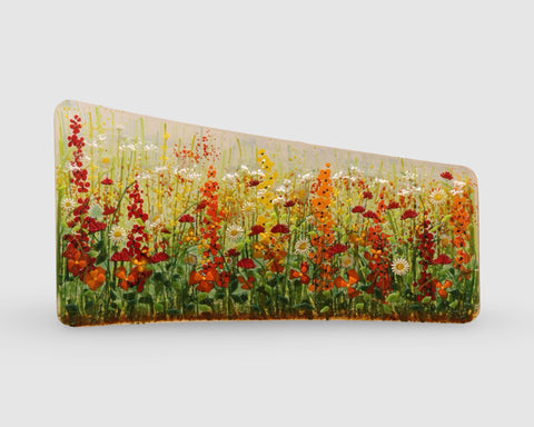 Vanda Zebrak & Peter Smyth 'Asymmetric Meadow, Orange No 142' fused glass panel H20xL37cm