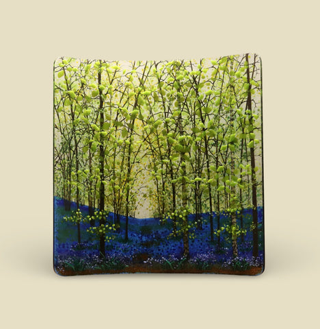 Vanda Zebrak & Peter Smyth 'Bluebells' fused glass panel H30xW39cm