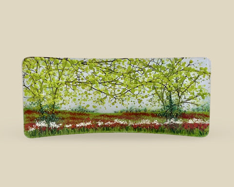 Vanda Zebrak & Peter Smyth 'Poppyfied II' fused glass panel H16xW37cm