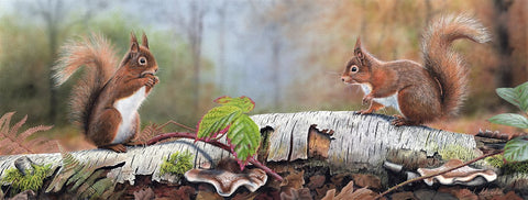 Nigel Artingstall ‘Woodland Reds’ gouache on watercolour board 23 x 61cm