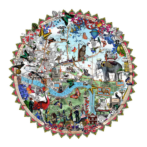 Kristjana S Williams 'Austur Elephant London' limited edition print of 175 80x80cm