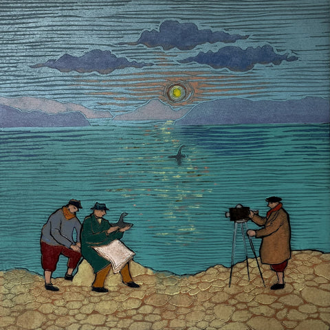Mychael Barratt 'The Surgeon's Photograph' woodcut 50x50cm
