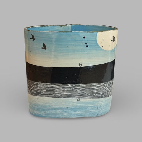 Cat Santos 'Evening Walk Vessel' (Turquoise) ceramic H23xW20xD12cm
