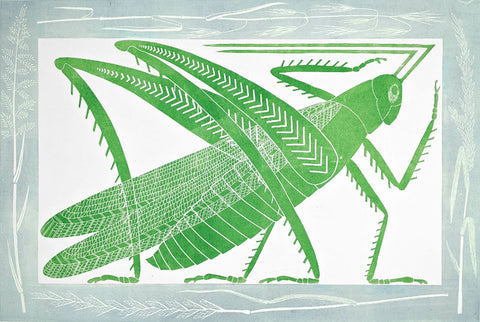 Lizzie Wheeler 'The One Who Has Flung Herself Out of the Grass' linocut 42x62cm