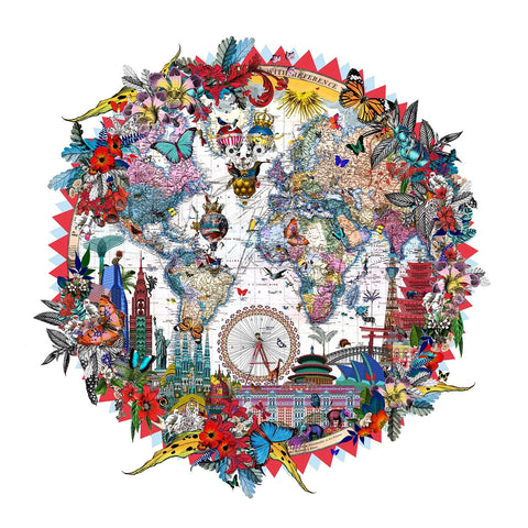 Kristjana S Williams 'Hringlaga Heimskort World Aedificia' limited edition print of 195 80x80cm