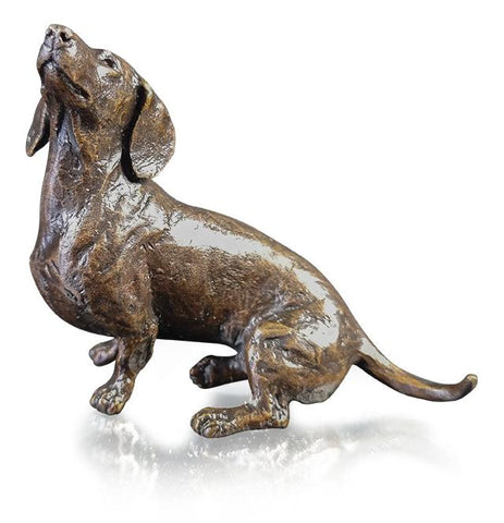 Michael Simpson 'Small Dachshund Sitting' bronze H4.9xW7xD2.1cm