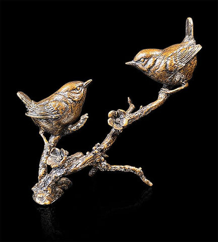 Keith Sherwin 'Wren Pair' bronze H11.5xW9xD:5.5cm