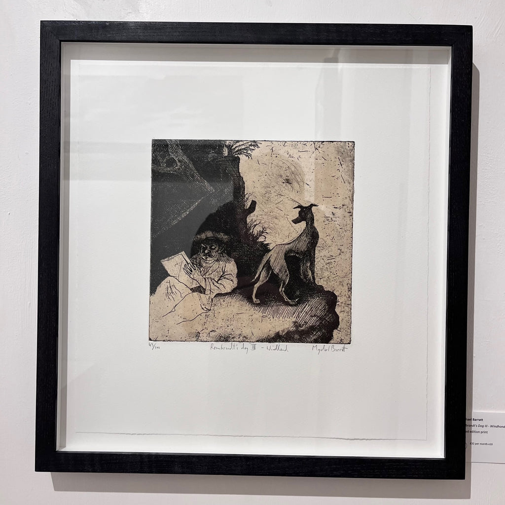 Mychael Barratt 'Rembrandt's Dog III - Windhond' limited edition print 22x22cm