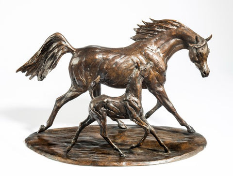 Tessa Pullan  ‘Arab Mare & Foal’ bronze limited edition 2/ 9 H12in (30.5cm)
