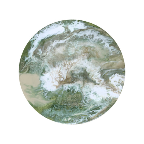 Meltem Quinlan 'Green Resin Disc' 50x50cms mineral powders and resin