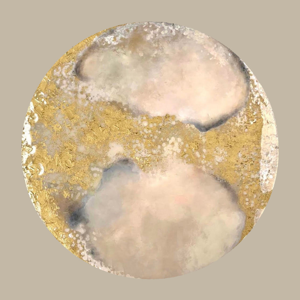 Meltem Quinlan 'Gold Resin Disc' 50x50cms mineral powders and resin