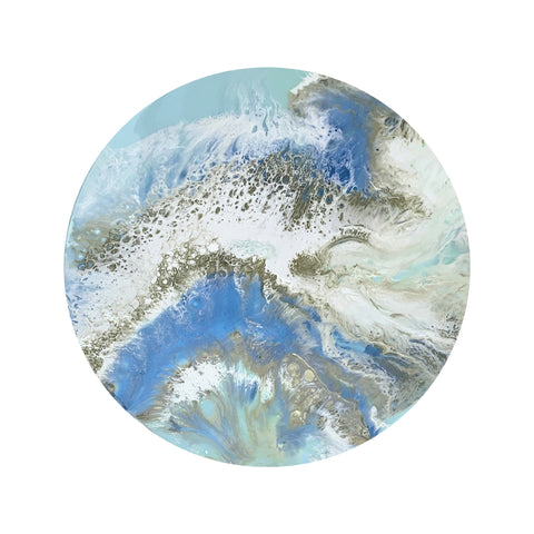 Meltem Quinlan 'Blue Resin Disc II' 60x60cms mineral powders and resin