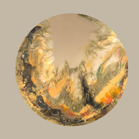 Meltem Quinlan 'Large Gold Resin Disc' 70x70cms mineral powders and resin