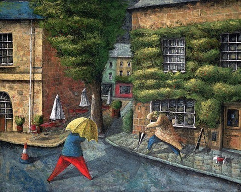 Adrian Sykes 'On a Rainy Afternoon Market Place Woodstock' 50x60cm Signed Limited Edition of 250