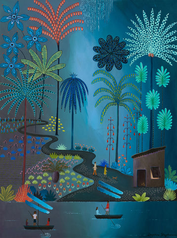 Daphne Stephenson 'Blue Jungle Pathway' unframed limited edition print, 120x90cms